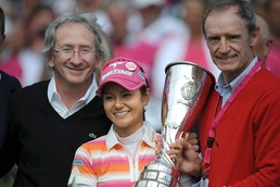 Ai Miyazato holds the trophy Ai Miyazato wins second Evian Masters