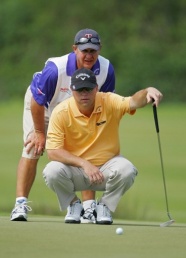 Cameron Beckman lines up a putt on the fifth hole during the third round of the Mayakoba Golf Classic Beckman triumphs in Mayakoba Classic