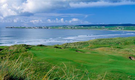 The 6th Green at Lahinch overlooking the Atlantic Ocean
